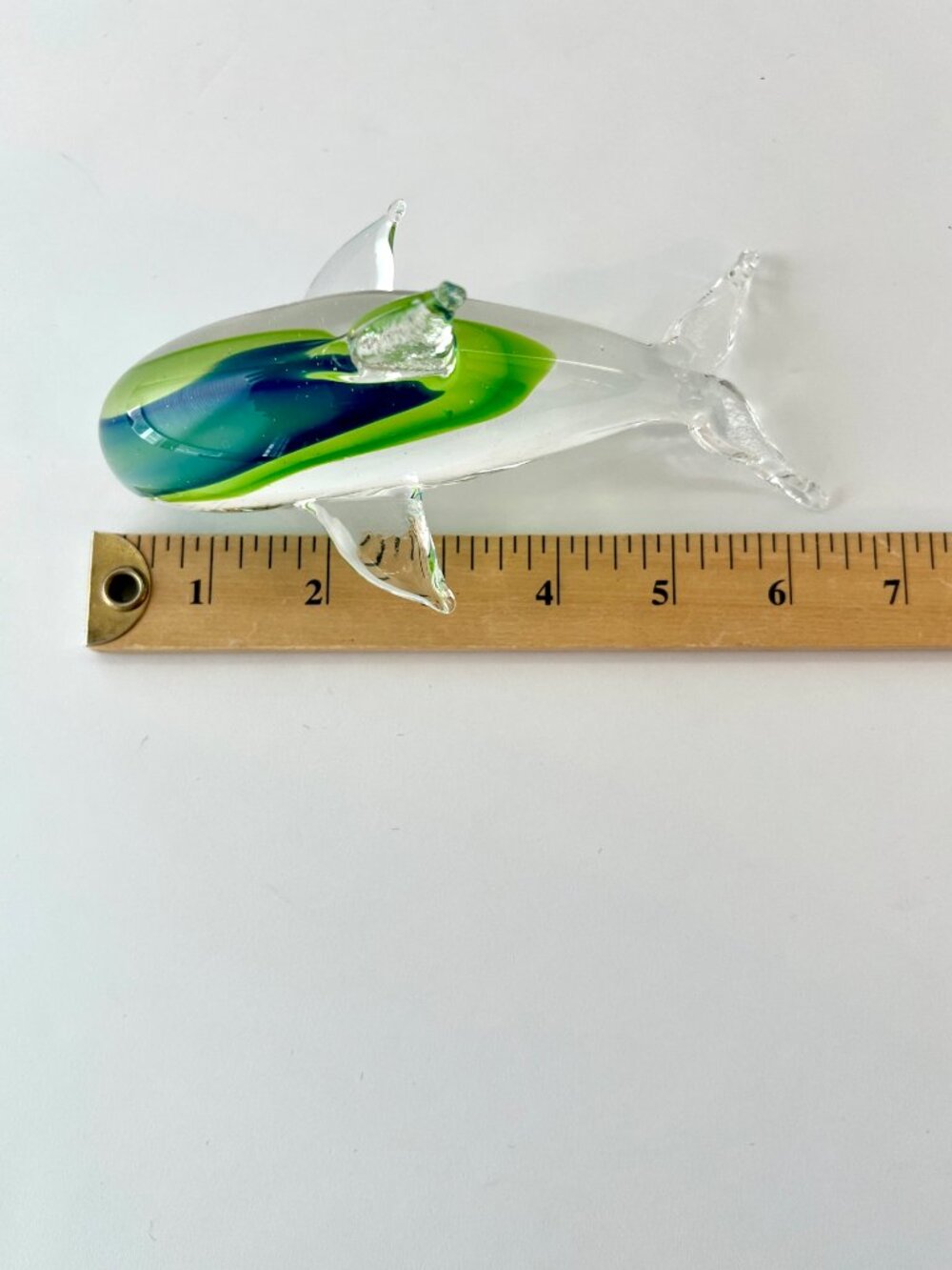 Hand-blown Artisan Glass Dolphin Figure, Sommerso Technique, 6.5" EC - Picture 5 of 10